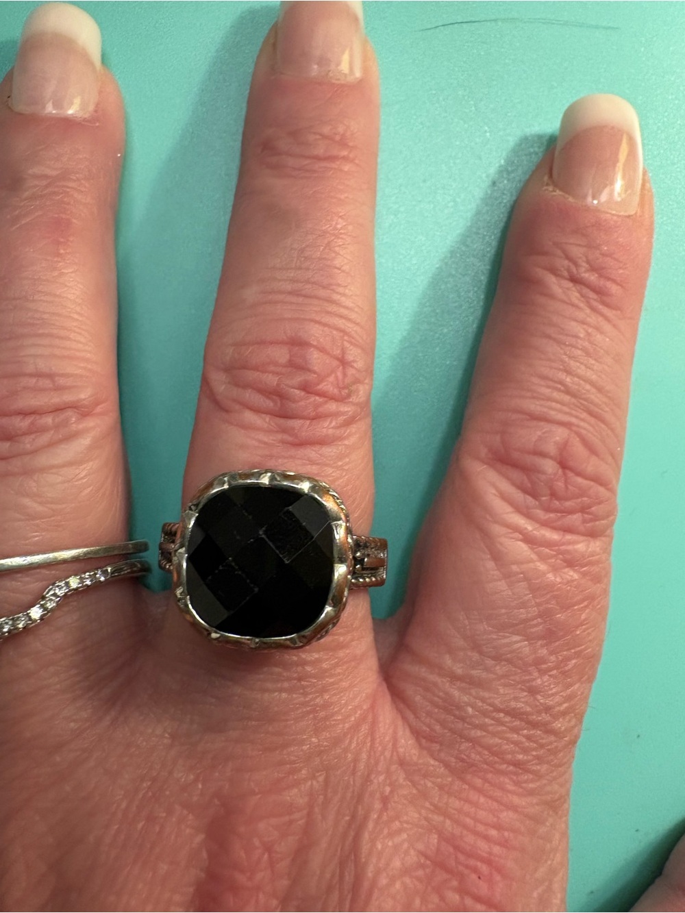 Black Faceted Stone Statement Ring - Unbranded Fashion Jewelry